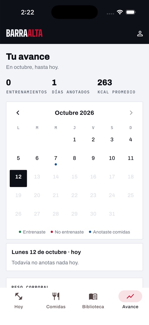 Avance en la app